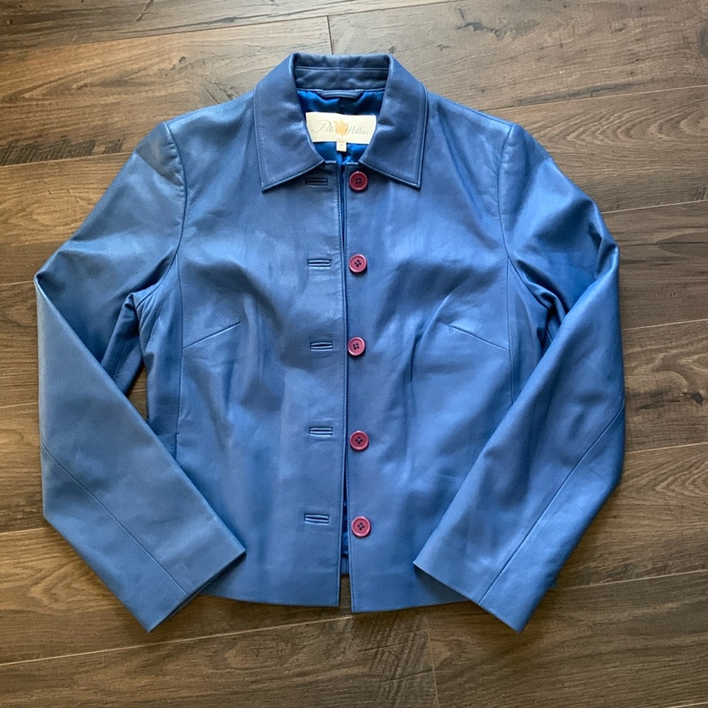 Vintage Peter Millar Leather Button Up lined Jacket Size M